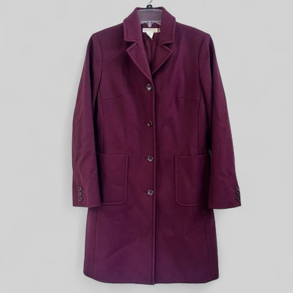 J. Crew Jackets & Blazers - J Crew burgundy wool button lined pea coat